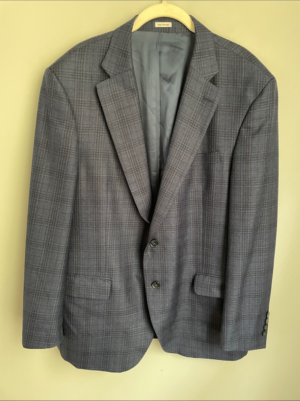 Peter Millar Blue Plaid Wool Classic Men's Sport Coat Blazer Size 46R